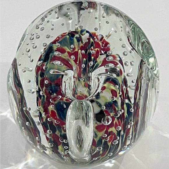 JOHN GENTILE  ? Vintage Paperweight Bubbles Bud Vase Pen Holder Art Glass - Picture 8 of 9